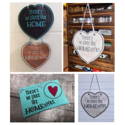 Stickdatei ITH - Türschild & Mug Rug There's no place like Homeoffice